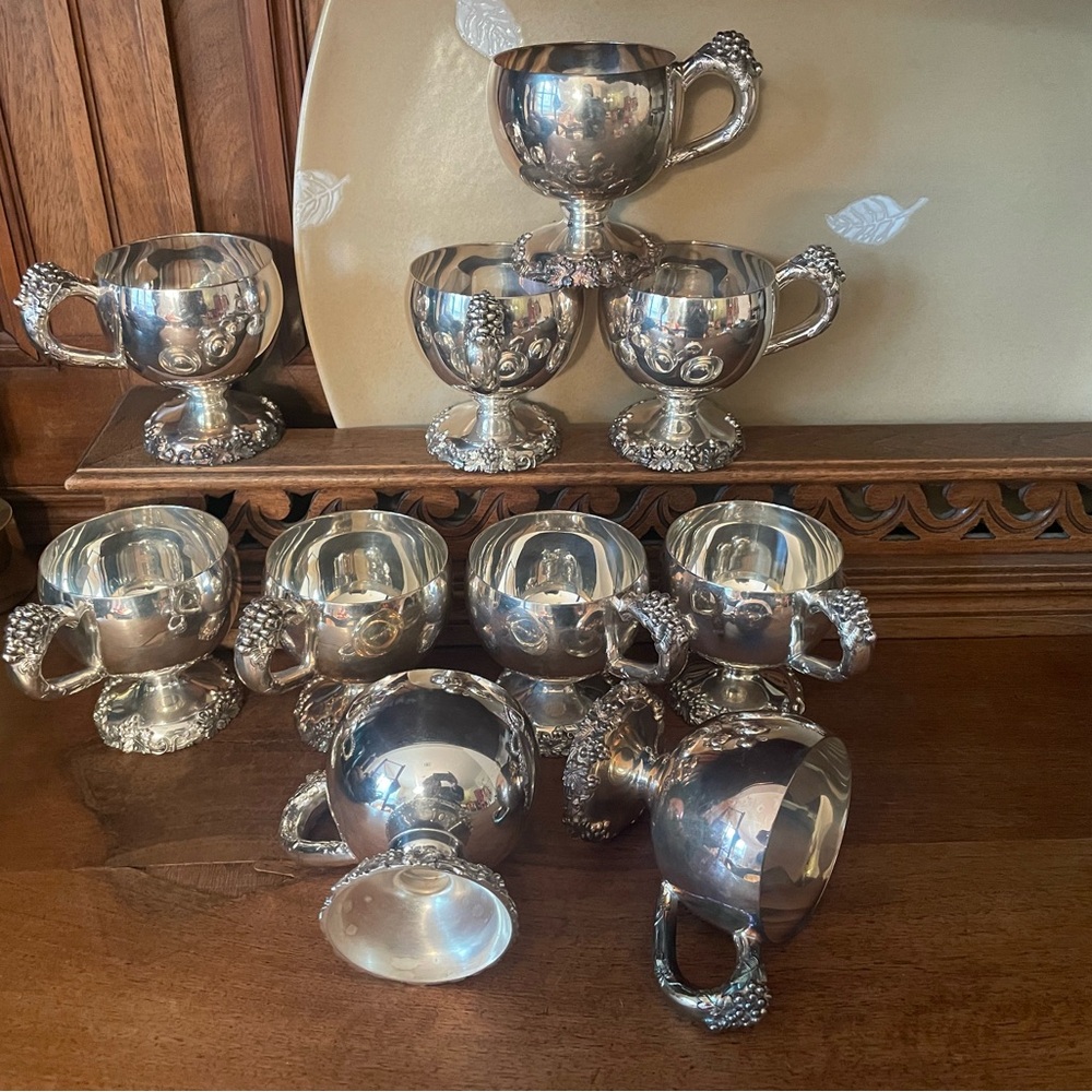 Grapevine Silver-Plated Formal Cups. Circa Mid 20th Century By Wilcox Int Silver